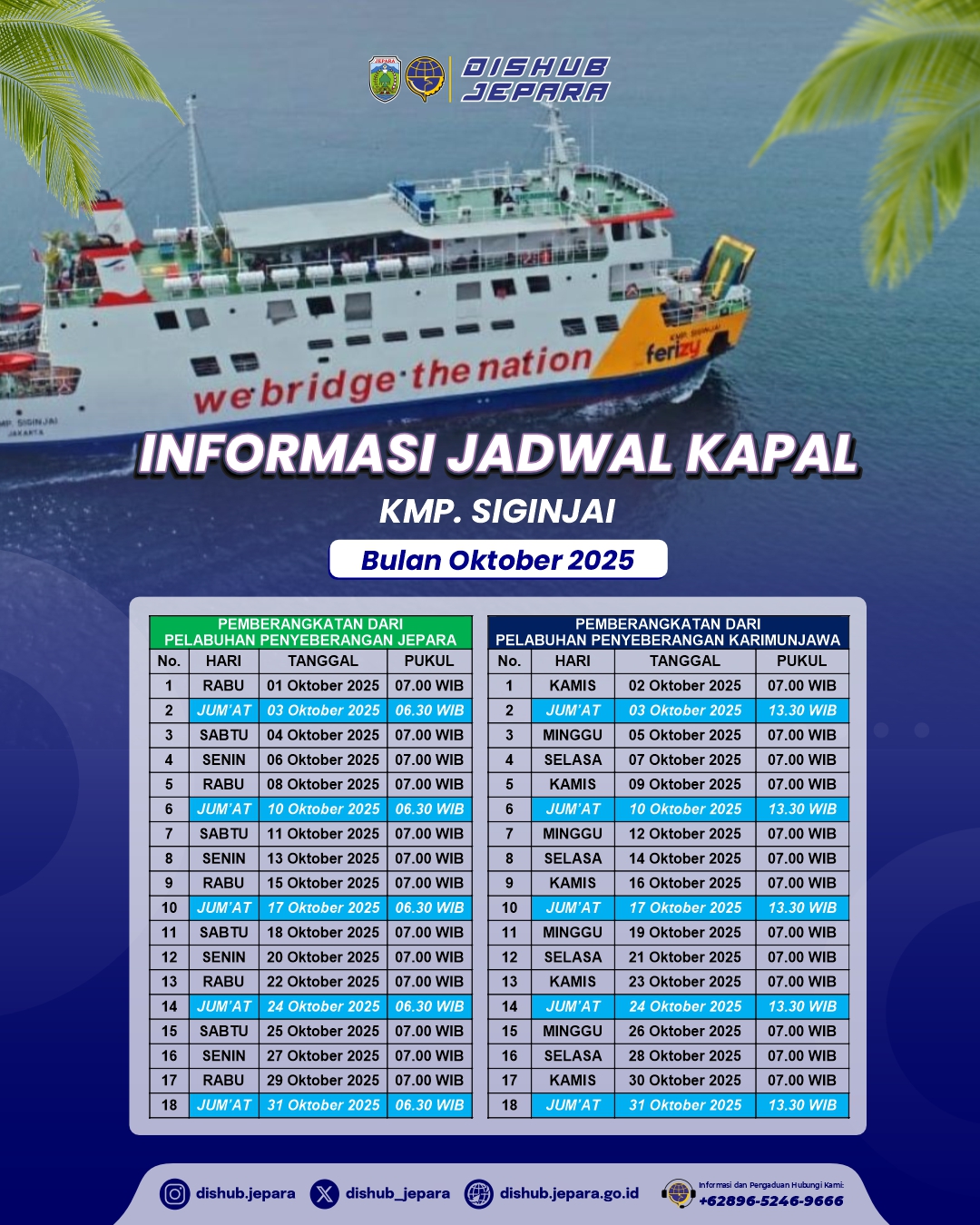  Jadwal Keberangkatan KMP. Siginjai Bulan September 2025